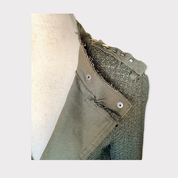 Maison Cinqcent Tweed Military Jacket Zipper Detail Moto Military Jacket Small - Picture 5 of 12